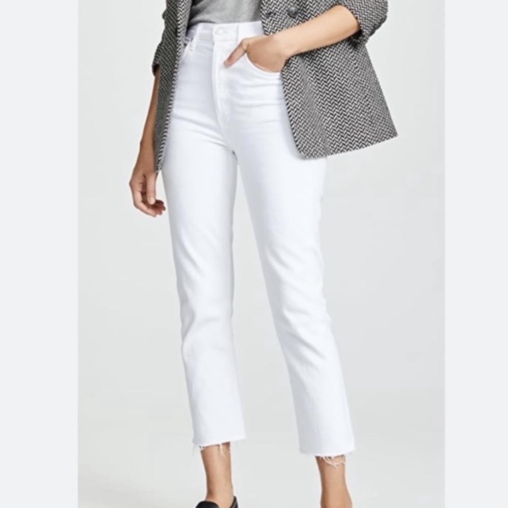 AGOLDE Sz29 Riley raw hem crop White jeans